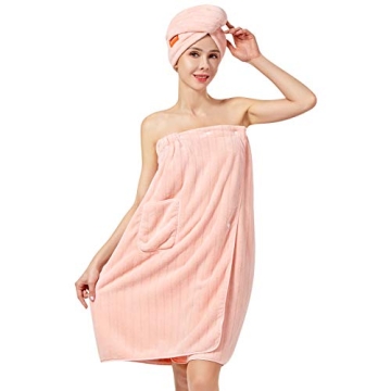 Lovife 2 Pack Microfiber Bath Spa Wrap & Hair Drying Towel Set for Women Bath Towel Wrap Adjustable ...