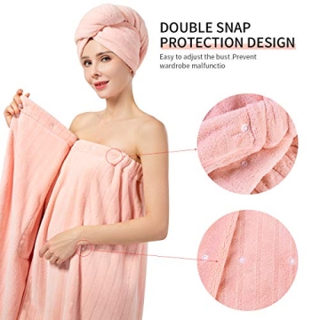 Lovife Adjustable Microfiber Bath Wrap & Towel Set