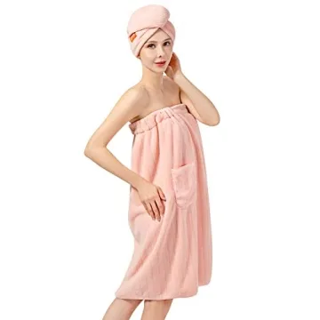 Lovife Adjustable Microfiber Bath Wrap & Towel Set