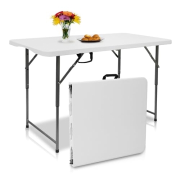 Plainsity 4ft Folding Table,Sturdy Outdoor Folding Table,Perfect for Camping Picnics Parties Durable...