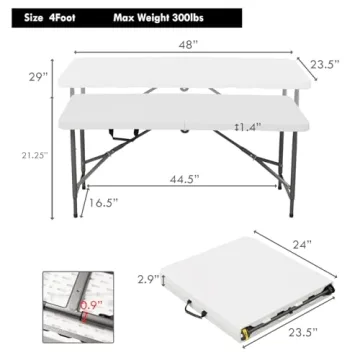 Versatile Plainsity 4ft Folding Table for Indoor & Outdoor Use