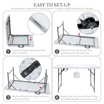 Versatile Plainsity 4ft Folding Table for Indoor & Outdoor Use