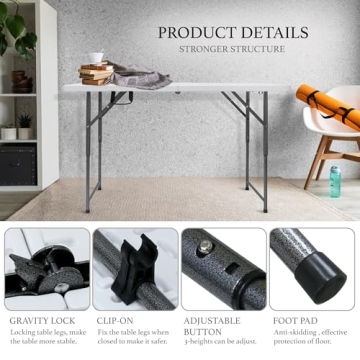 Versatile Plainsity 4ft Folding Table for Indoor & Outdoor Use