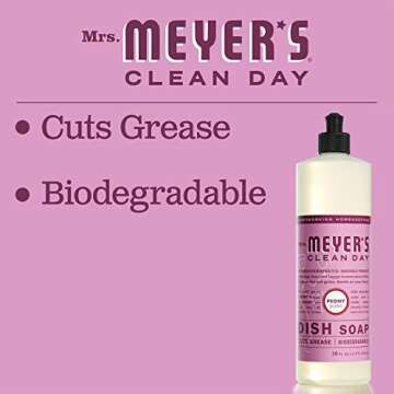 MRS. MEYER'S CLEAN DAY Liquid Dish Soap, Biodegradable Formula, Peony, 16 Fl. Oz - Pack of 3