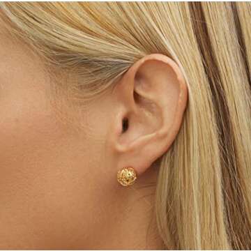 Barzel 18K Gold Plated Woven Love Knot Stud Earrings 10mm For Women - Made In Brazil (Gold)
