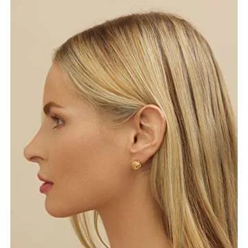 Barzel 18K Gold Plated Woven Love Knot Stud Earrings 10mm For Women - Made In Brazil (Gold)