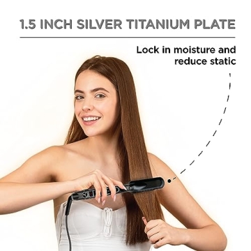 Croc Classic Silver Titanium Flat Iron Hair Straightener 1.5 Inch