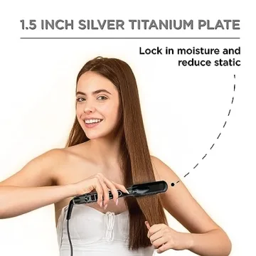 Croc Classic Silver Titanium Flat Iron Hair Straightener 1.5 Inch