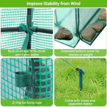 Ohuhu Greenhouse for Outdoors with Mesh Side Windows, 3 Tiers 4 Shelves Small Walk-In Green House Plant Stands Plastic PE Cover Outside Portable Warm House for Seedling Flowers Growing, 4.8x2.5x6.4 FT