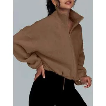 AUTOMET Women's Cozy Zip Up Fleece Jacket for Winter