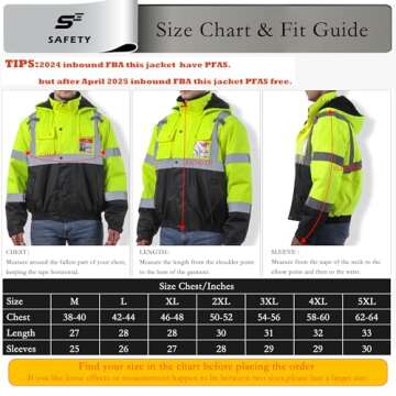Reflective Hi Vis Winter Jacket, Safety Yellow Jackets for Men, High Visibility Work Construction Jackets