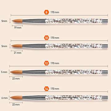 Nail Art Brush, Kolinsky Acrylic Nail Brush, Modelones Nail Art Brushes for Acrylic Application (Size 16)