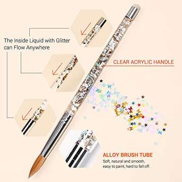 Nail Art Brush, Kolinsky Acrylic Nail Brush, Modelones Nail Art Brushes for Acrylic Application (Size 16)