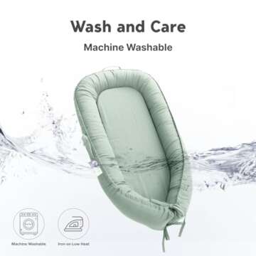 CooCooBaby Infant Lounger, Baby Nest Cover for Baby Girls & Boys, Newborn Essentials for Baby 0-12 Months, 100% Cotton Breathable, Portable Travel Bed (Spring Green)