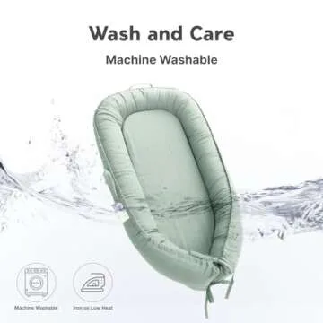 CooCooBaby Infant Lounger, Baby Nest Cover for Baby Girls & Boys, Newborn Essentials for Baby 0-12 Months, 100% Cotton Breathable, Portable Travel Bed (Spring Green)