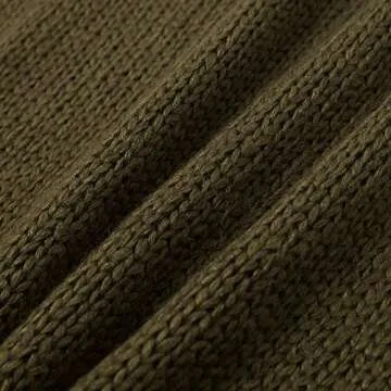 Sollinarry Women's Turtleneck Drop Long Sleeve Loose Hollow Out Knit Pullover Sweater Green 4/6