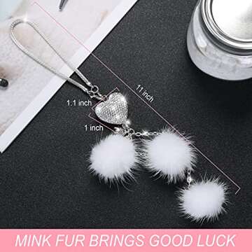 Bling Car Mirror Hanging Accessories for Women, Cute Lucky Car Interior Rear View Mirror Decor Hanging Crystal Rhinestone Diamond Ball Accessories Charms for Women Girl (White2)