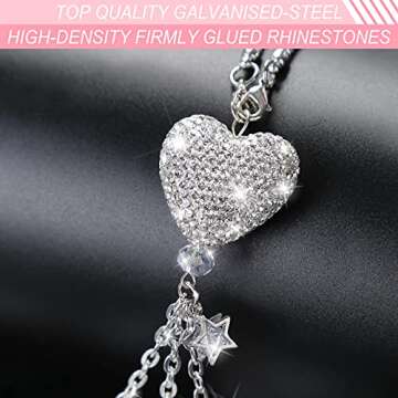 Bling Car Mirror Hanging Accessories for Women, Cute Lucky Car Interior Rear View Mirror Decor Hanging Crystal Rhinestone Diamond Ball Accessories Charms for Women Girl (White2)