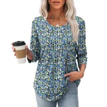 Stylish XIEERDUO Women’s 3/4 Sleeve Pleated Tops
