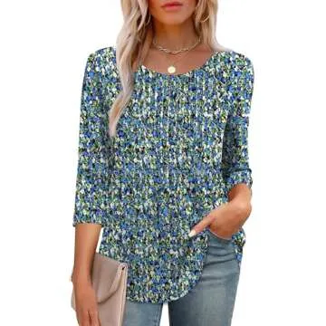 Stylish XIEERDUO Women’s 3/4 Sleeve Pleated Tops
