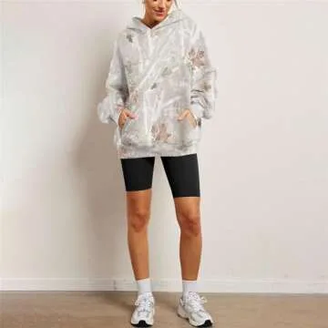 Womens Camo Hoodie Maple Leaf Print Fleece Pullover Oversized Sweatshirts Camo Sweater Fall Clothes Tops with Pocket (A1,Large)