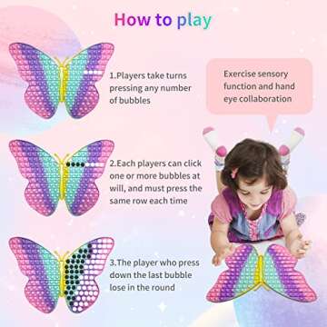 Jumbo Butterfly Pop for Teens Kids Girls, It is 15.75 Inch 162 Bubbles Extra Large Pop Fidget Toys, Giant Butterfly Toy, Huge Big Jumbo Pop Fidget Toy Stress Reliever, Women Girl Gift Christmas