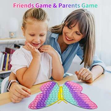 Jumbo Butterfly Pop for Teens Kids Girls, It is 15.75 Inch 162 Bubbles Extra Large Pop Fidget Toys, Giant Butterfly Toy, Huge Big Jumbo Pop Fidget Toy Stress Reliever, Women Girl Gift Christmas