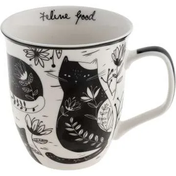 Boho Cat Mug 16oz Ceramic - Cute Coffee & Tea Gift