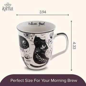 Boho Cat Mug 16oz Ceramic - Cute Coffee & Tea Gift