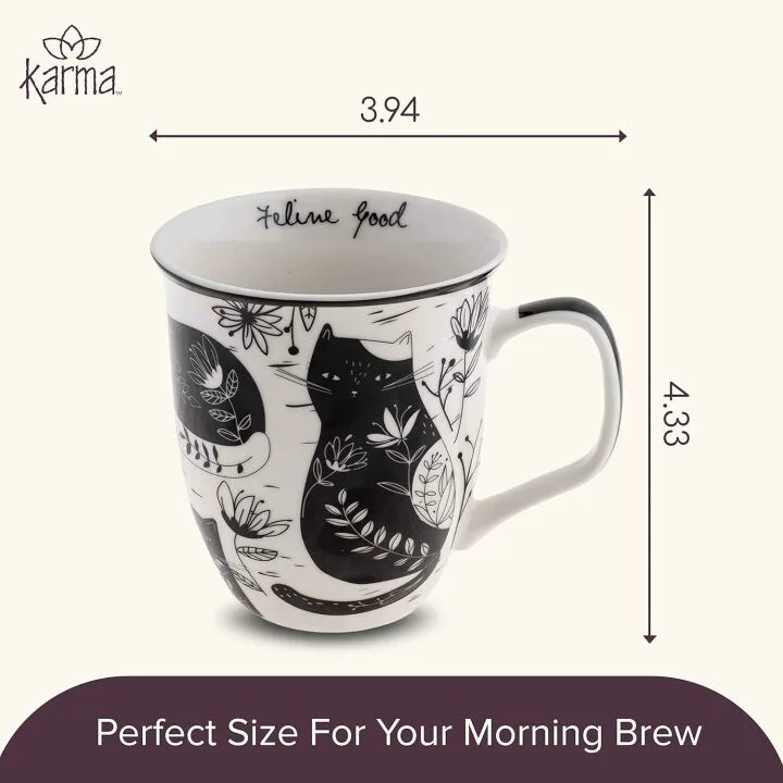 Boho Cat Mug 16oz Ceramic - Cute Coffee & Tea Gift