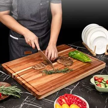 24 Inch XXL Countertop Cutting Boards, Extra Large Chopping Board for Kitchen, Butcher Block Carving Board for BBQ, Turkey, Meat, Large Charcuterie Board with Handles, Juice Groove