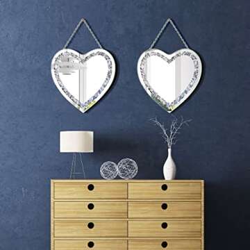 DMDFIRST Heart Shaped Silver Mirrors 2 Pack - Glam Decor
