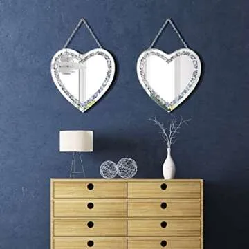 DMDFIRST Heart Shaped Silver Mirrors 2 Pack - Glam Decor