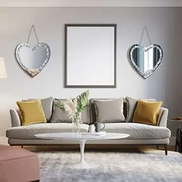 DMDFIRST Heart Shaped Silver Mirrors 2 Pack - Glam Decor