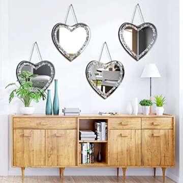 DMDFIRST Heart Shaped Silver Mirrors 2 Pack - Glam Decor