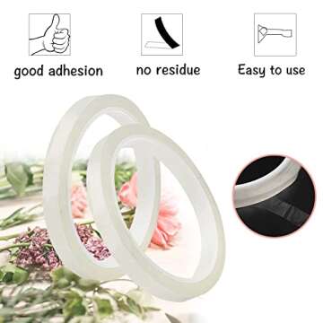 Pengxiaomei 2 Roll Clear Floral Tape,1/4" Wide Florist Tape,Clear Waterproof Florist Tape,Waterproof...