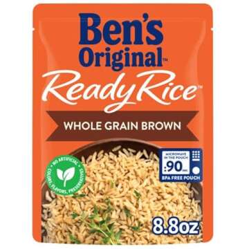 BEN'S ORIGINAL Ready Rice Whole Grain Brown Rice, Easy Dinner Side, 8.8 oz Pouch (Pack of 6)