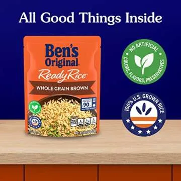 BEN'S ORIGINAL Ready Rice Whole Grain Brown Rice, Easy Dinner Side, 8.8 oz Pouch (Pack of 6)