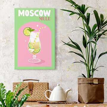 XINTANG Retro Cocktail Poster Canvas Wall Art Funny Alcoho Wine Glass Print Paintings Cute Preppy Posters Aesthetic Room Wall Decor Pictures for Bar Party Dorm Kitchen Set of 6 8x10in Unframed