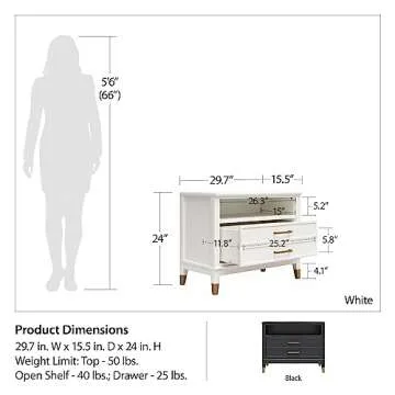 CosmoLiving by Cosmopolitan Westerleigh Wide Nightstand, White