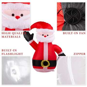ZONETECH Christmas Santa Blow-Up Décor for Cars, Vehicle Buddy Inflatable with 12V Car Blower Plug LED Lights Decoration Easy Set-up Outdoor Holiday Season for Automotive Accents