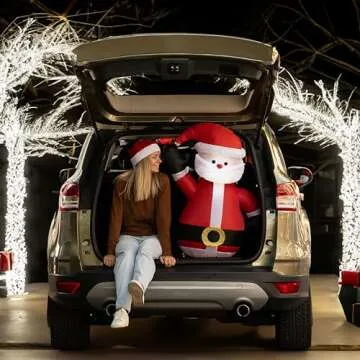 ZONETECH Christmas Santa Blow-Up Décor for Cars, Vehicle Buddy Inflatable with 12V Car Blower Plug LED Lights Decoration Easy Set-up Outdoor Holiday Season for Automotive Accents