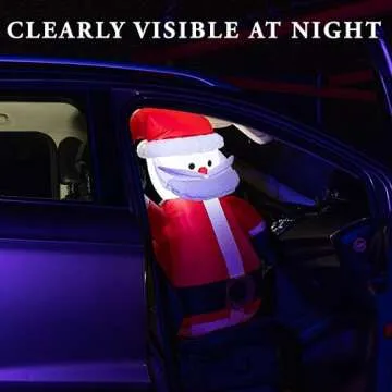 ZONETECH Christmas Santa Blow-Up Décor for Cars, Vehicle Buddy Inflatable with 12V Car Blower Plug LED Lights Decoration Easy Set-up Outdoor Holiday Season for Automotive Accents