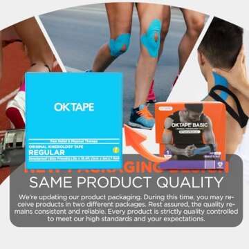 OK TAPE Kinesiology Tape, Regular Original Cotton Elastic Athletic Tape for Support and Recovery, Sp...