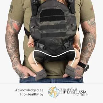 TBG Men's Tactical Baby Carrier for Infants and Toddlers 8-33 lbs - Compact (Black Camo)