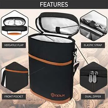 OPUX Insulated Wine Carrier - Stylish and Leakproof