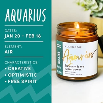 Aquarius Zodiac Gifts for Women - Unique Candles