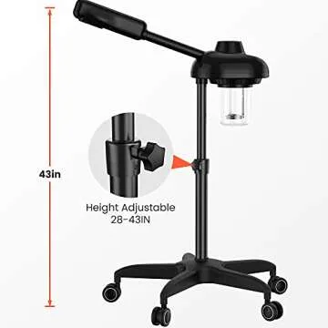 TASALON Facial Steamer on Wheels - Face Steamer for Professional Skin Rejuvenation, Facial Steamer Kit for Home, Spa, Beauty Clinic - Warm Mist, Ozone Face Humidifier - Pore Opener and Skin Cleanser