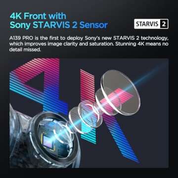 VIOFO 4K HDR Dash Cam Front and Rear A139 Pro 2CH, STARVIS 2 IMX678 Sensor, Superb Night Vision, Ultra HD 4K + 1080P Dashcam for Car, 5GHz WiFi GPS, 24H Parking Mode (A139PRO 2CH)