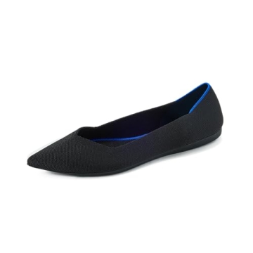 Rothy's The Point Women's Slip-On Shoes, Pointed-Toe Flats, Black, Made from Recycled Plastic Bottle...